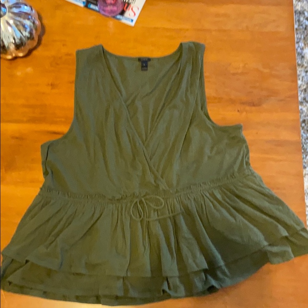 J Crew army green peplum tank